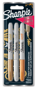 Sharpie Marqueur permanent métallisé, carte blister de 3