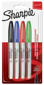 Sharpie Marqueur permanent FINE, blister de 4 Standard