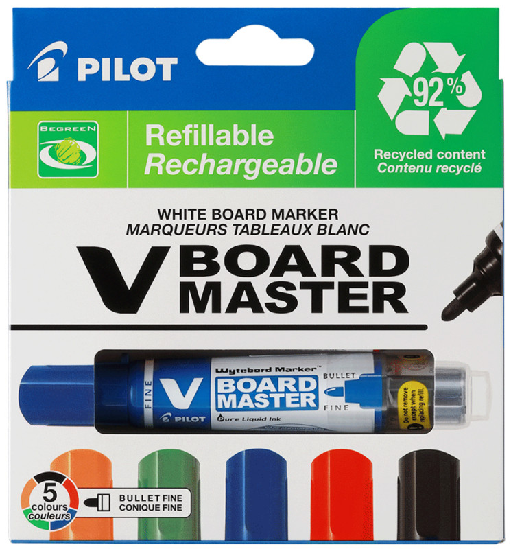 PILOT Marqueur pour tableau blanc V BOARD MASTER, étui de 5