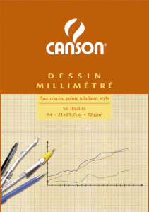 CANSON bloc de papier millimétré, A3, 90g/m2,