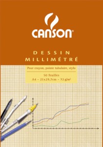 CANSON Bloc de papier millimétré ,format A3, 90 g/m2