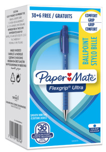 Paper:Mate Stylo à bille FlexGrip Ultra, noir, Value pack