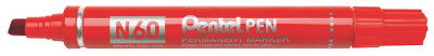Pentel Marqueur permanent N60, pointe biseautée, rouge