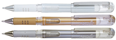 Pentel Roller gel K230, or, argent & blanc, présentoir de 36