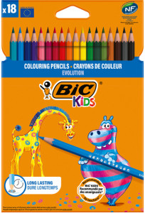 BIC KIDS Crayons de couleur Evolution ecolutions, étui de 12
