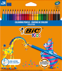 BIC KIDS Crayons de couleur Evolution ecolutions, étui de 12