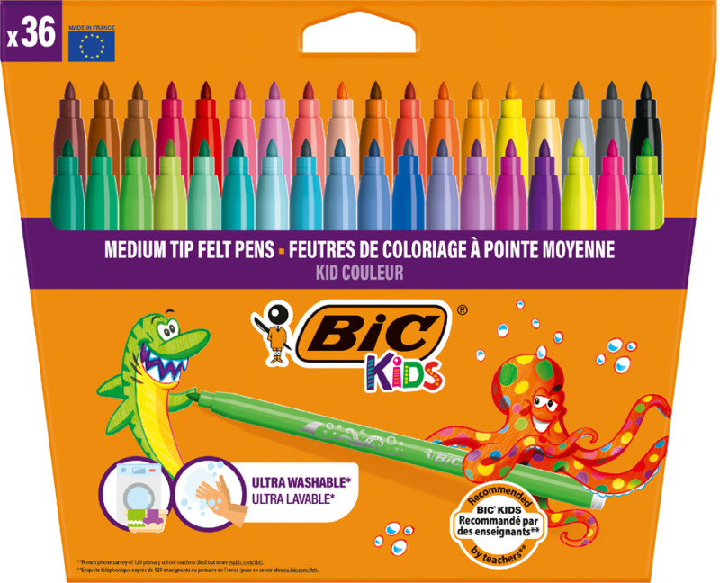 SECAM  CRAYON COULEUR BIC KIDS SUPER SOFT ETUI CARTON 12 UNITES + 1  TAILLE-CRAYONS