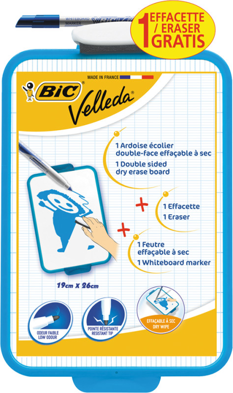 BIC Kit ardoise blanche Velleda, marqueur 1721 & effacette