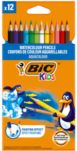 BIC KIDS Crayons de couleur aquarellables Aquacouleur, étui