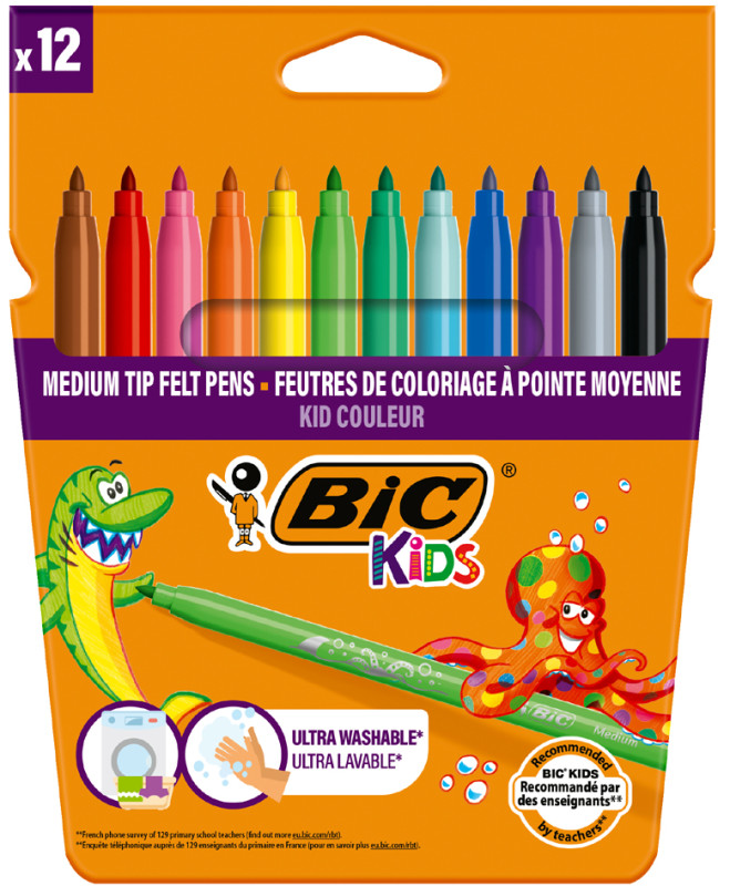 BIC KIDS Feutre Kid Couleur medium, étui en carton de 24