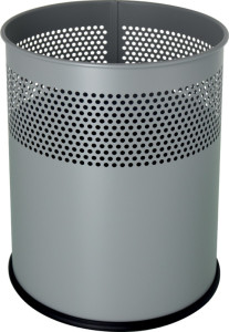 Helit Corbeille à papier, percée de trous, 15 litres, gris