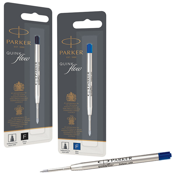 PARKER Recharge pour stylo QUINKflow, F, bleu, blister