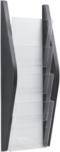helit porte-brochures mural, A5 vertical, 4 cases, noir