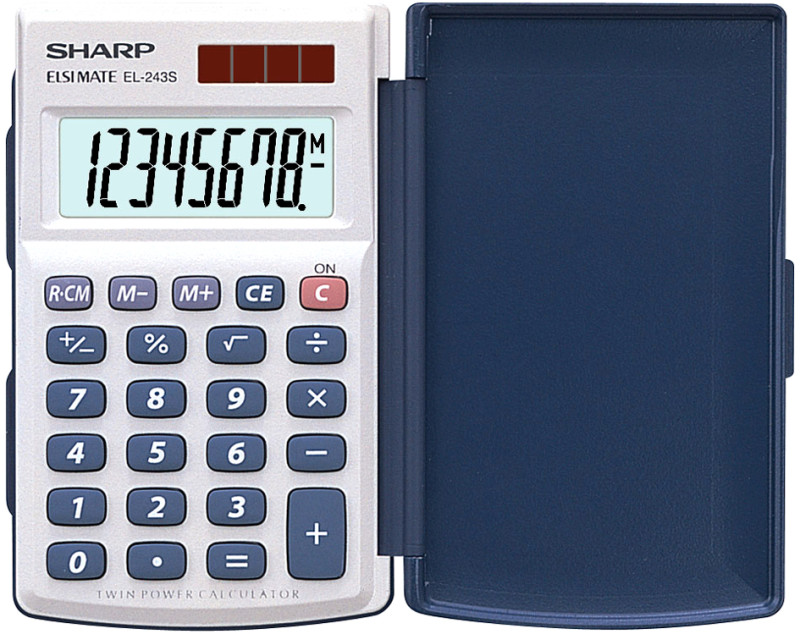 SHARP Calculatrice EL-243 S, fonctionnement solaire/batterie