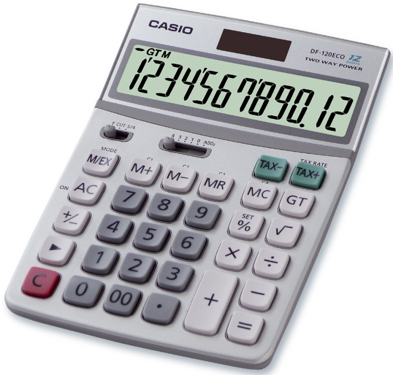 CASIO Calculatrice de bureau DF-120 ECO,alimentation solaire