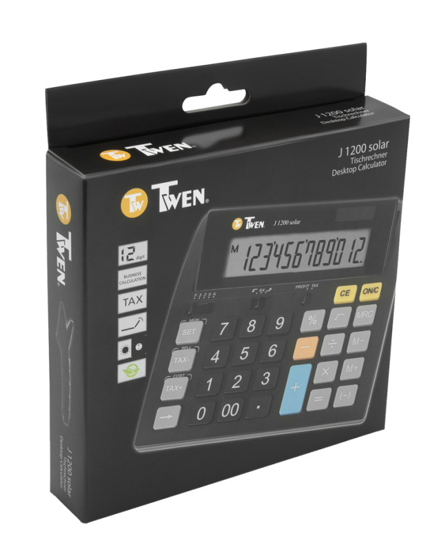 TWEN calculatrice de bureau J-1200 solar, 12 carac.