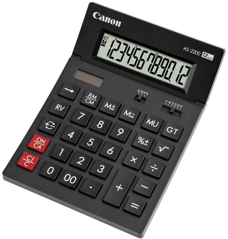 Canon Calculatrice de bureau AS-2200, énergie solaire/ pile