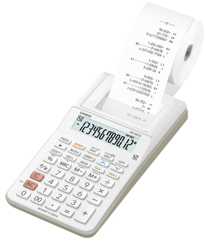 CASIO Calculatrice imprimante modèle HR-8 RCE-WE, blanc