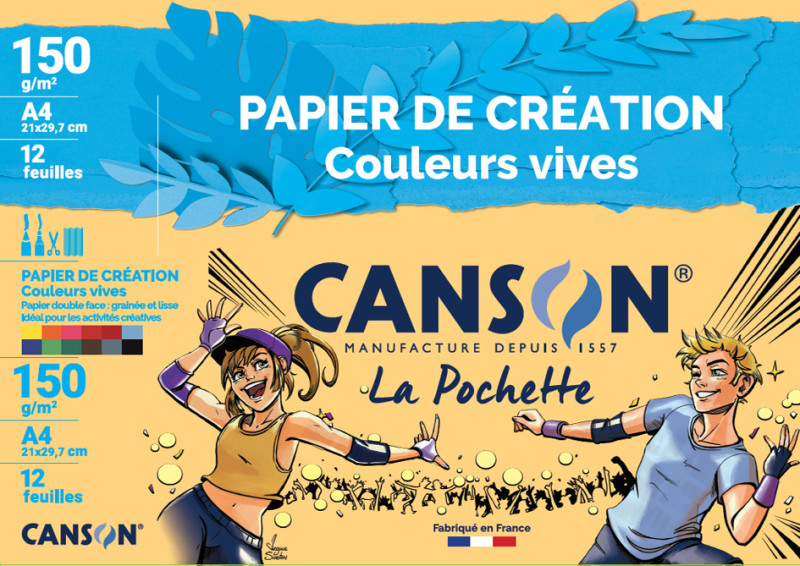 CANSON Papier de création dans une pochette, A4, 150 g/m2