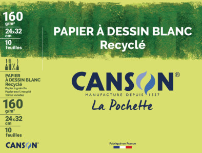 CANSON Papier à dessin recyclé, blanc, A3, 160 g/m2