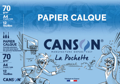 CANSON - Pochette 12 feuilles de papier calque A4 - 90g/