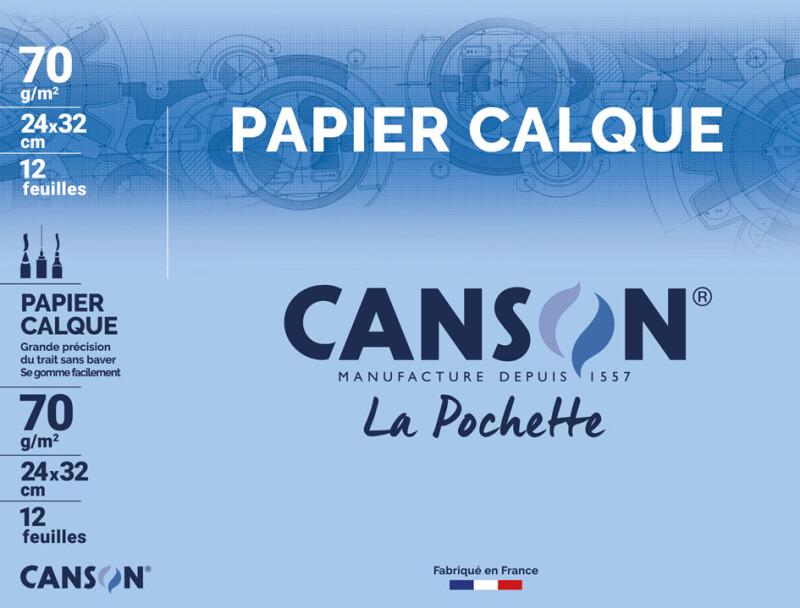 Papier calque, A3, 110/115 g/m2, très transparent sur