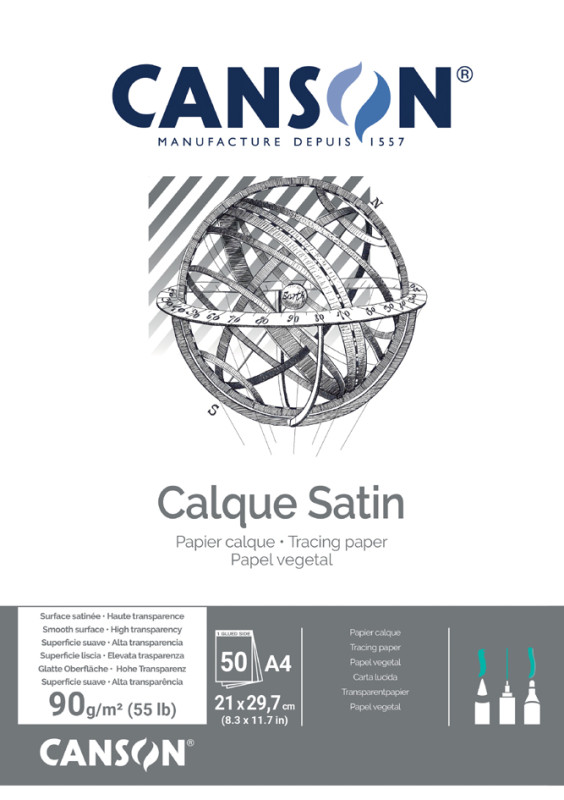 Papier calque, A3, 110/115 g/m2, très transparent sur