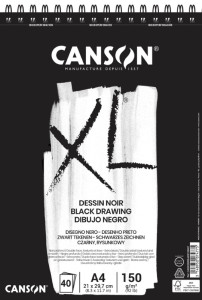 CANSON bloc croquis XL Black spiralés petit côté, A3, noir