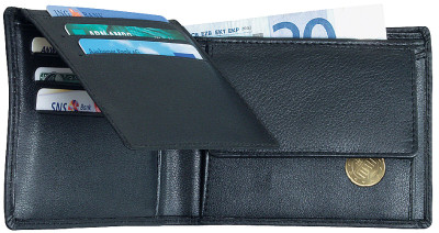 Alassio porte-monnaie classique, en cuir, noir,