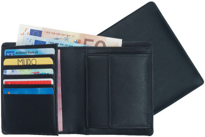 Alassio porte-monnaie combi, en cuir, noir, compartiments