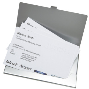 Alassio Etui pour carte de visite, en aluminium, argent mat