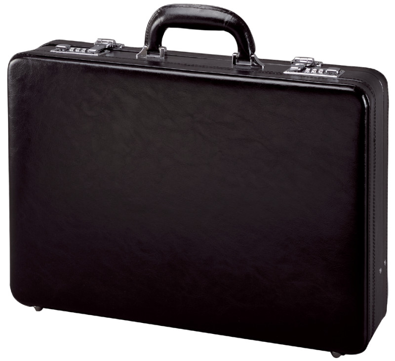 Alassio attaché-case TAORMINA, cuir, noir, avec soufflets