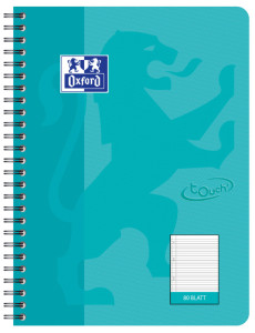 Oxford Cahier Touch, B5, ligné, 160 pages, bleu aqua