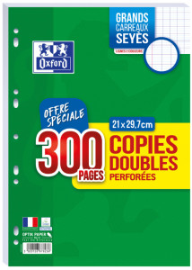 Oxford Copies doubles perforées, A4, seyès, Offre Spéciale