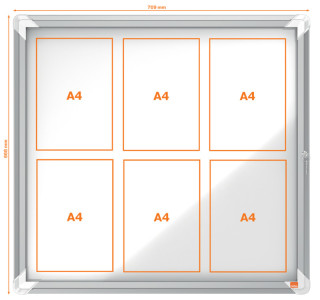 NOBO vitrine, surface en métal, pour l'intérieur, 4 x A4