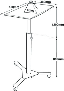 NOBO table de projection DV/Dia, en acier, argent, pour