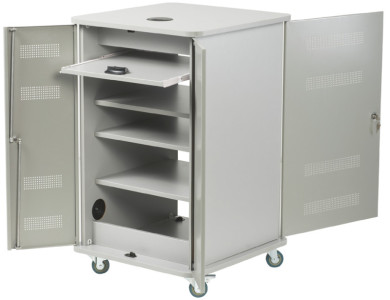 NOBO Armoire mobile multimédia en aluminium, 4 plateaux
