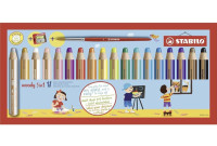 STABILO Crayon multifonctions woody 3 en 1, étui carton de 18 crayons ronds avec pinceau et avec taille-crayon en plastique inclus STABILO Crayon multifonctions woody 3 en 1, étui carton de 18 crayons ronds avec pinceau et avec taille-crayon en plastique inclus