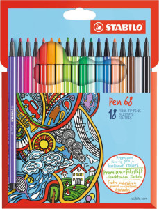 STABILO Feutre Pen 68, étui en carton de 12