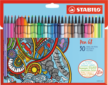 STABILO Feutre Pen 68, étui en carton de 30