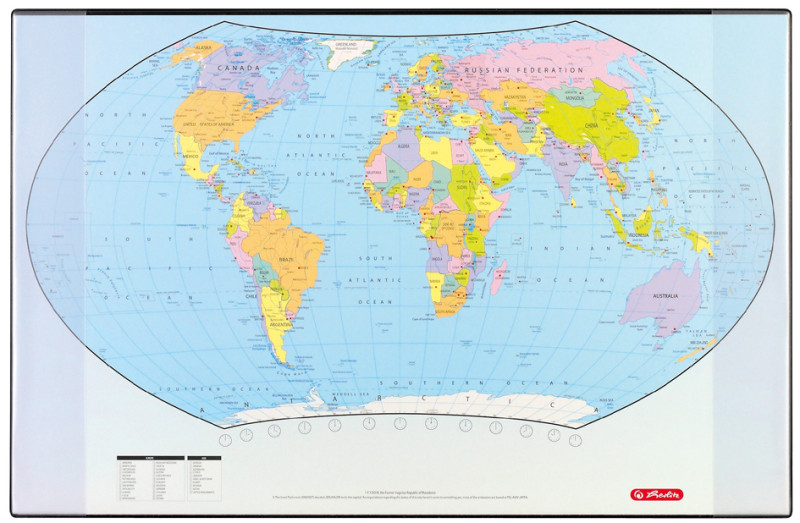 herlitz Sous-main avec une carte politique du monde