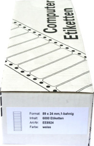 Kores étiquettes pour ordinateur, en continu, 89 x 36 mm
