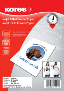 Kores papier transfert pour t-shirt, pour textiles clairs