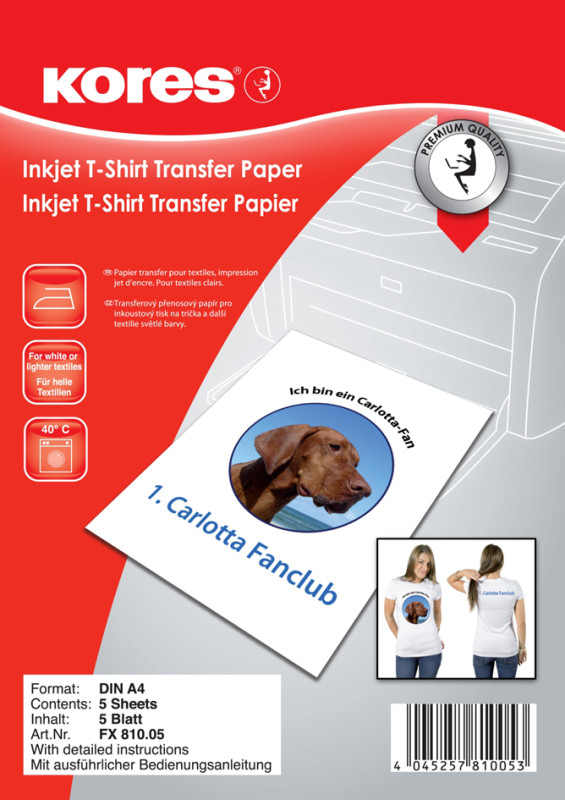 Avery Zweckform Papier transfert pour T-Shirt, pour textiles