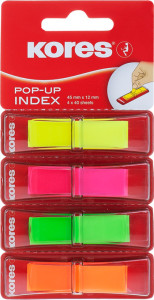 Kores notes adhésives marque-pages POP-UP, 45 x 12 mm,