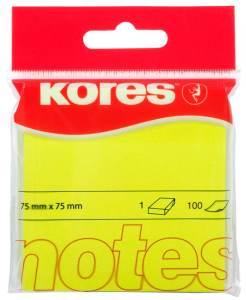 Kores Notes adhésives NEON, 75 x 75 mm, uni, rose néon