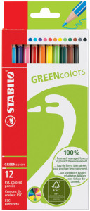 STABILO Crayon de couleur GREENcolors, étui carton de 24