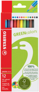 STABILO Crayon de couleur GREENcolors, étui carton de 18