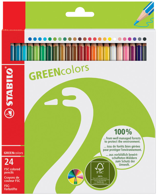 STABILO Crayon de couleur GREENcolors, étui carton de 12