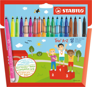 STABILO Feutre Trio A-Z, étui en carton de 18